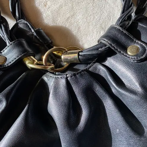 Relic Black Hobo Bag with Braided Handles Gold Hardware