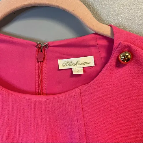 Shoshanna Dress Pink Sleeveless Shift Dress Sz 2 EUC w/Gold Buttons at Shoulders