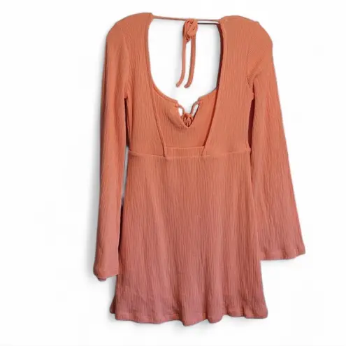 Free People  - Brynne Boho Flared Long Bell Sleeve Open Back Mini Dress NWOT