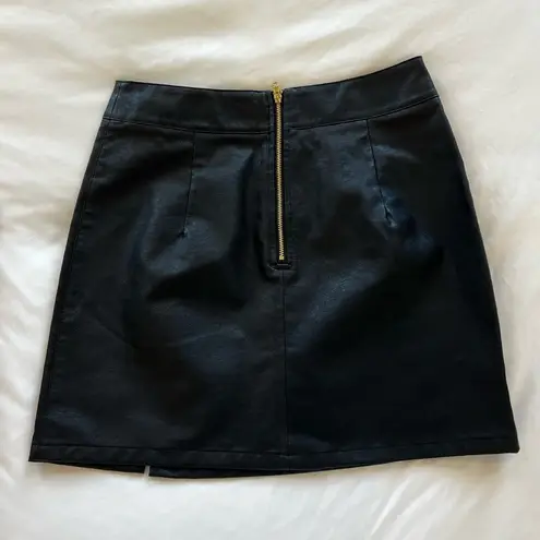 LIONESS  Rizzo Black Leather Mini Skirt