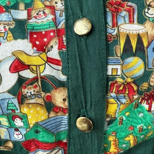 Vintage Tapestry Christmas Button Up Shirt L Green Size L