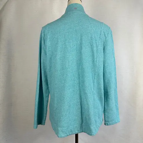 Talbots Turquoise Heathered Full Zip Up Jacket Sweatshirt Womens Large Sporty Blue