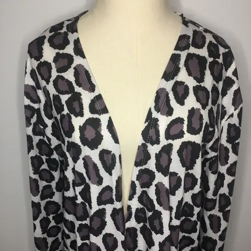 GRACE & EMMA Purple Cheetah Open Drape Cardigan Small Medium