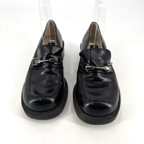 Unlisted Virginia Y2K Women's Silver Metal Bit Loafers Black Size 6 Goth Preppy