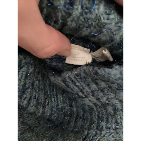Anthropologie Moth Sweater Womens XS Blue Chunky Knit Pullover Sparkle Shimmer