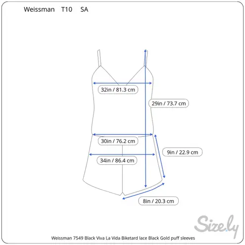 Weissman 7549 Black Viva La Vida Biketard lace Black Gold puff sleeves