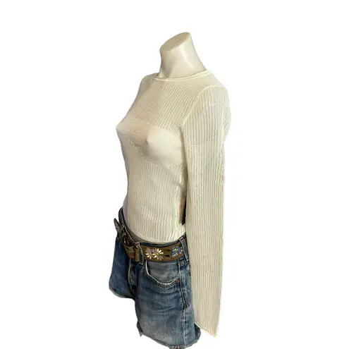 H:ours White Mesh Top Sweater SMALL Revolve Glow in The Dark Sheer Rave $198 NEW