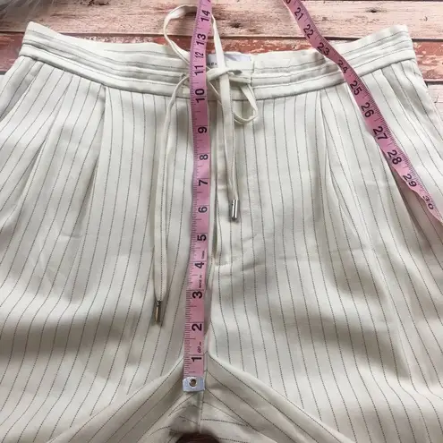 Derek Lam  10 Crosby ivory pinstripe pants high rise waist tie‎