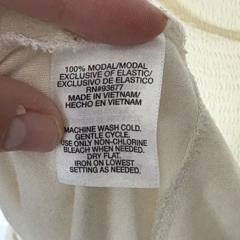 Allen B Schwartz Lrg Beige Neutral Off Shoulder Smocked Peplum Babydoll Milkmaid White Size L