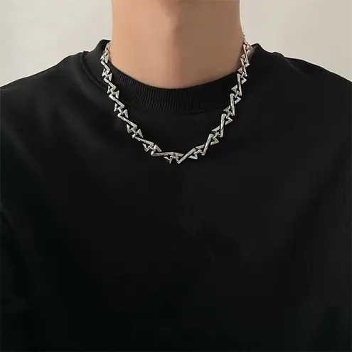 Link Chain Necklace for Men Women Streetwear Unisex Hip Hop Style Silver