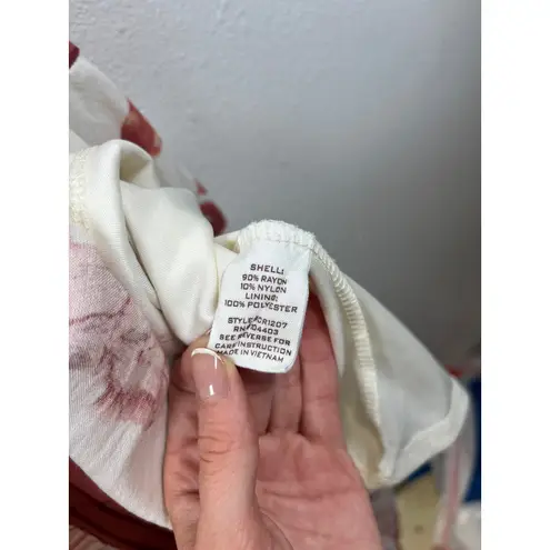 By The River Women's Medium Midi Dress Sleeveless Tropical Print Casual White