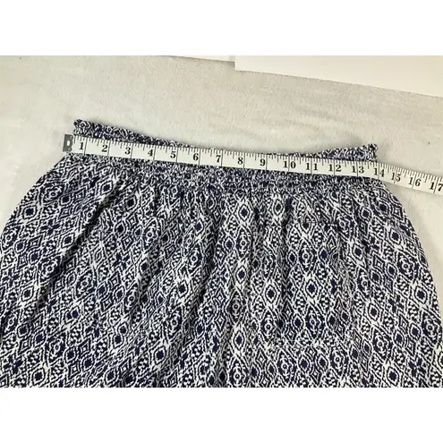 Briggs Women White Blue Pull On Linen Blend Boho Ikat Chic Summer Shorts Size L Size L