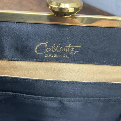 Vintage Coblentz Original Black Satin Gold Frame Evening Clutch Purse Coin Purse