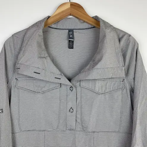 Mountain Hardwear Mountain Hardware Women's Citypass Popover Shirt Pockets Cowl Neck Gray Stripe S