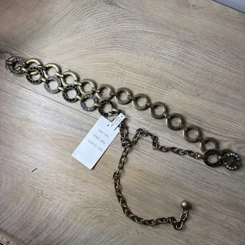 Gold Chain Belt Rhinestone Circle Link Statement Dark Glam Punk Rock Size L/XL