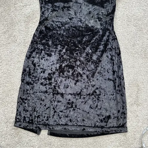 Buffbunny Collection Frozen Mini Dress Crush Velvet Sleeveless Slit in Black S