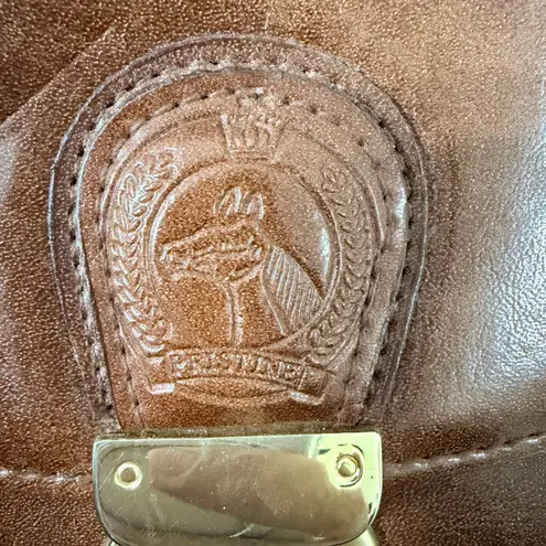 Vintage "Pristine" Brown Faux Leather Equestrian Top Handle Crossbody Bag
