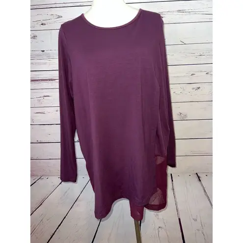 Soft Surroundings Touch of Sheer Tunic Top size Large Shirt 2CM00 Purple Blouse
