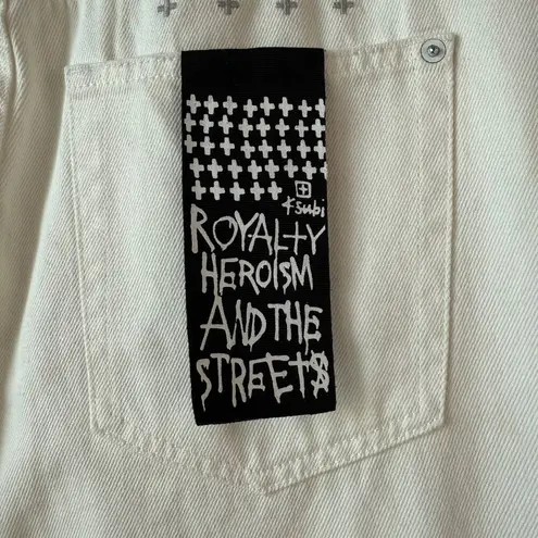 Ksubi Playback Blanc Sliced Jeans Size 32 White Super High Rise Relaxed Leg