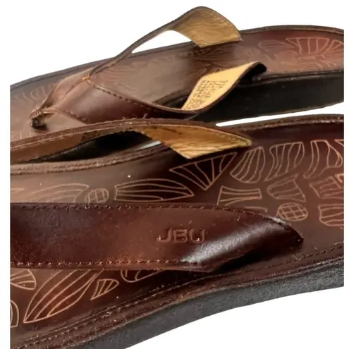 Jbu Women's Pele Leather Thong Sandals Cognac Size 9