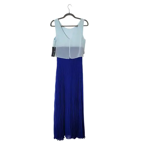 Sangria Sleeveless Blue Maxi Dress with Pleated Skirt Size 6 NWT