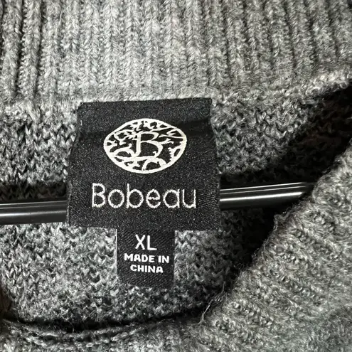 Bobeau Gray Skull Pattern Crewneck Sweater