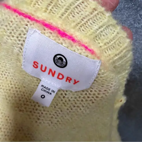 Sundry Anthropologie  wool blend yellow knit sweater exposes pink stitching sz 0