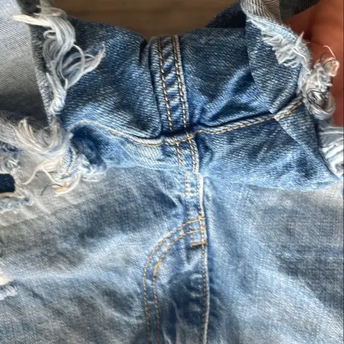 Kancan High Waisted Distressed Denim Shorts 100% Cotton size 27/7 Blue