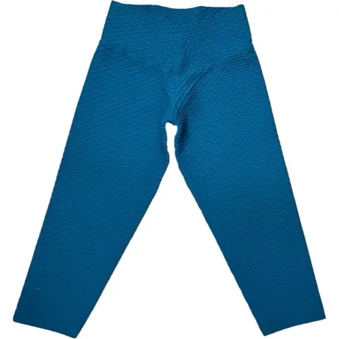 Booty By Brabants Croco Skin Seamless Cropped Leggings OS Fits all Teal Blue