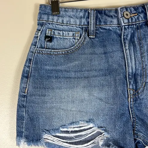 KanCan High Waisted Distressed Denim Shorts Blue Size 25