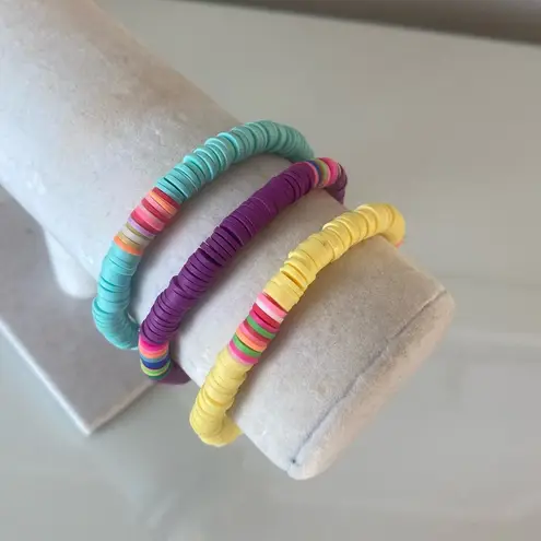 Set of 3 Colorful Disc Bracelets Blue