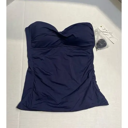 Anne cole  Twist Front Ruched Tankini Top  Blue Size Medium New With Tag