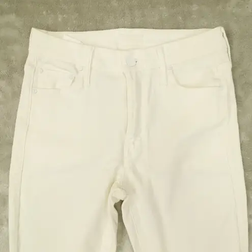 Mother The Looker Ankle Fray White Jeans Mid Rise GLASS SLIPPER size 26