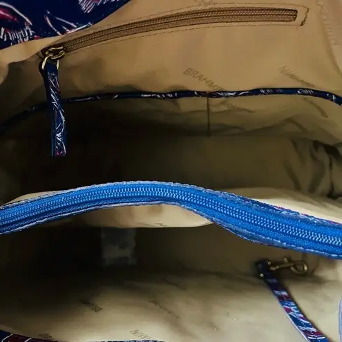 Brahmin Giora Tote NWT | Vista Blue Torrone Floral Palm Shoulder Bag + Dust Bag