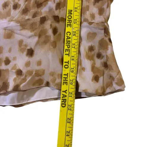 Jones Wear Ruffle Silk Blouse Womens Sleeveless Brown Print Top Size 14