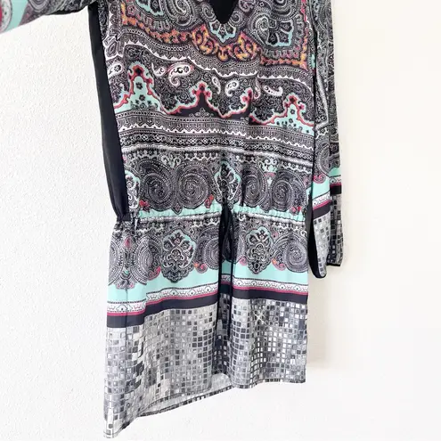 Clover Canyon Paisley Printed Long Sleeve Mini Dress in Multicolor