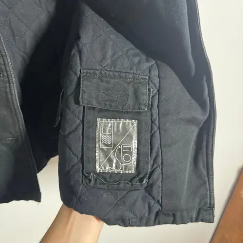 Big Chill Jacket Women L Black Military Chore Pocket Y2K Quilted Lined Cotton Size L