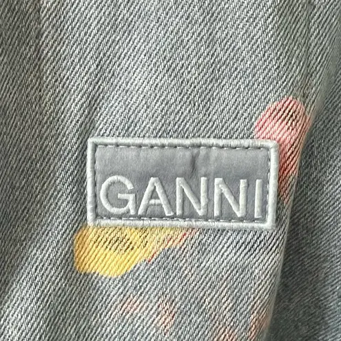 Ganni Oversized Floral Cotton Denim Jacket XS