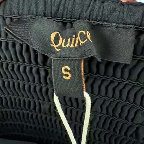 Quince Black Smocked Bodice Spaghetti Strap Maxi Dress Size S Pockets