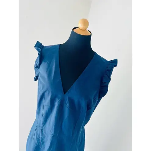 Tailored By Rebecca Taylor Stretch Modern V Neck Size 12 Blue