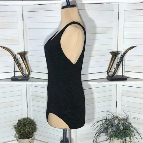 One Piece Swimsuit Cross Back Krinkle Padded Black Size Small