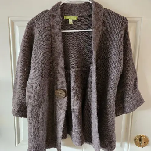 Sigrid Olsen Cardigan Sweater Womens Size Large Knit Wool Blend Brown Fabric