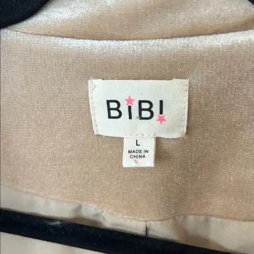 BiBi Shiny Velvet Peak Lapel Single Blazer Champagne Cream Tan Size Large