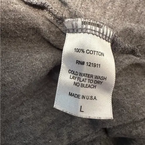 LNA Heathered Gray Y2K Asymmetrical Hem Short Sleeve Cotton Tee, Size Large