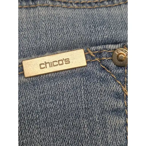 Chico's Chico’s 3 So Slimming Ankle Jeans Gem Patch Embellished 16R Stretch Denim