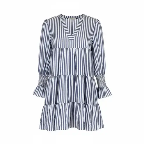 Tuckernuck Pomander Place Blue & White Stripe Cotton Poplin “Kenzo” Dress Size Small