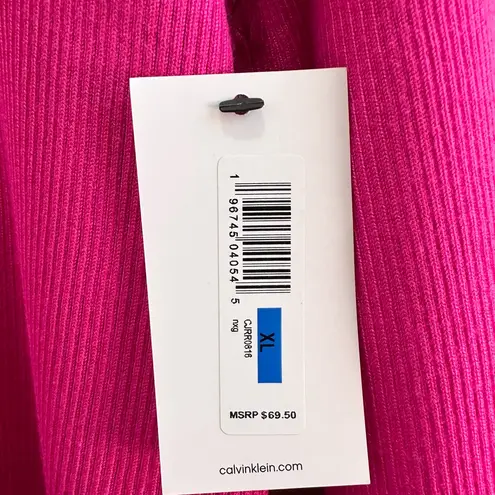 Calvin Klein Jeans Sweater Top Women’s Size XL Pink Ribbed Mock Neck NWT