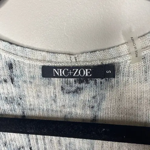 Nic+Zoe Linen Abstract Print Long Sleeve Tunic Sweater Small Lightweight Artsy