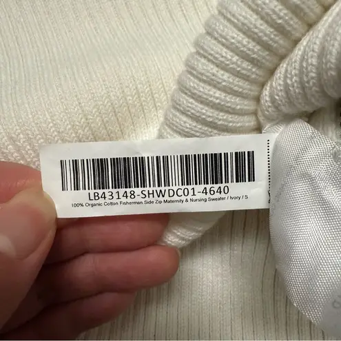 Quince Organic Cotton Fisherman Side Zip Maternity & Nursing Sweater Ivory Small