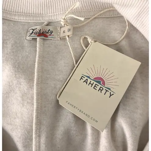 Faherty Legend Quarter Zip Dress Sweater Flowy Off White Size XL Minimal Soft